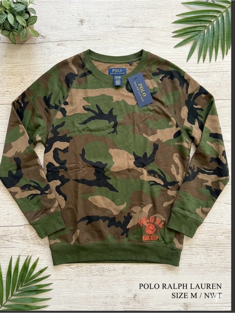 NWT Polo by Ralph Lauren Men’s Sleepwear Camo Crewneck Sweatshirt Fleece M